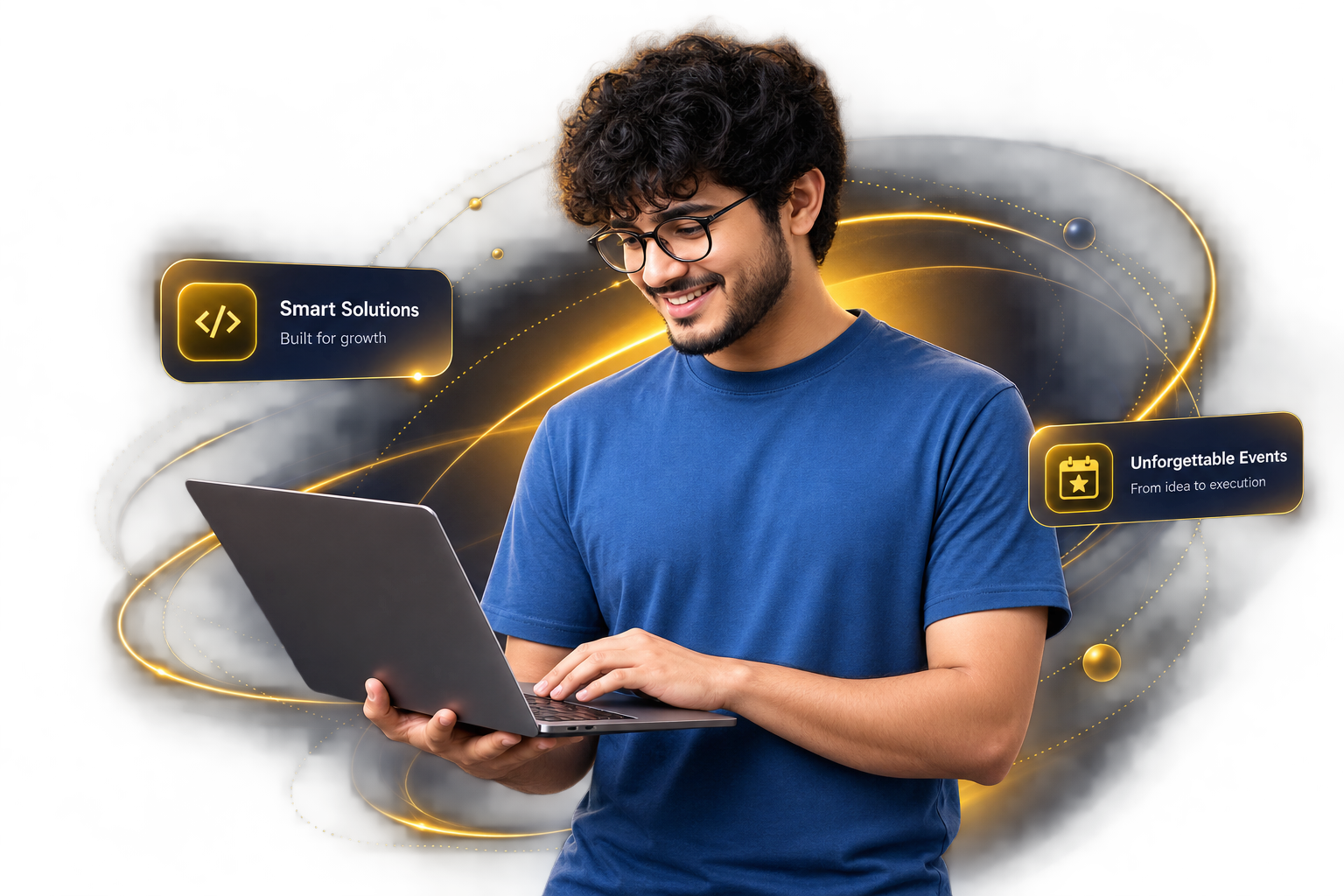 Technology professional using a laptop